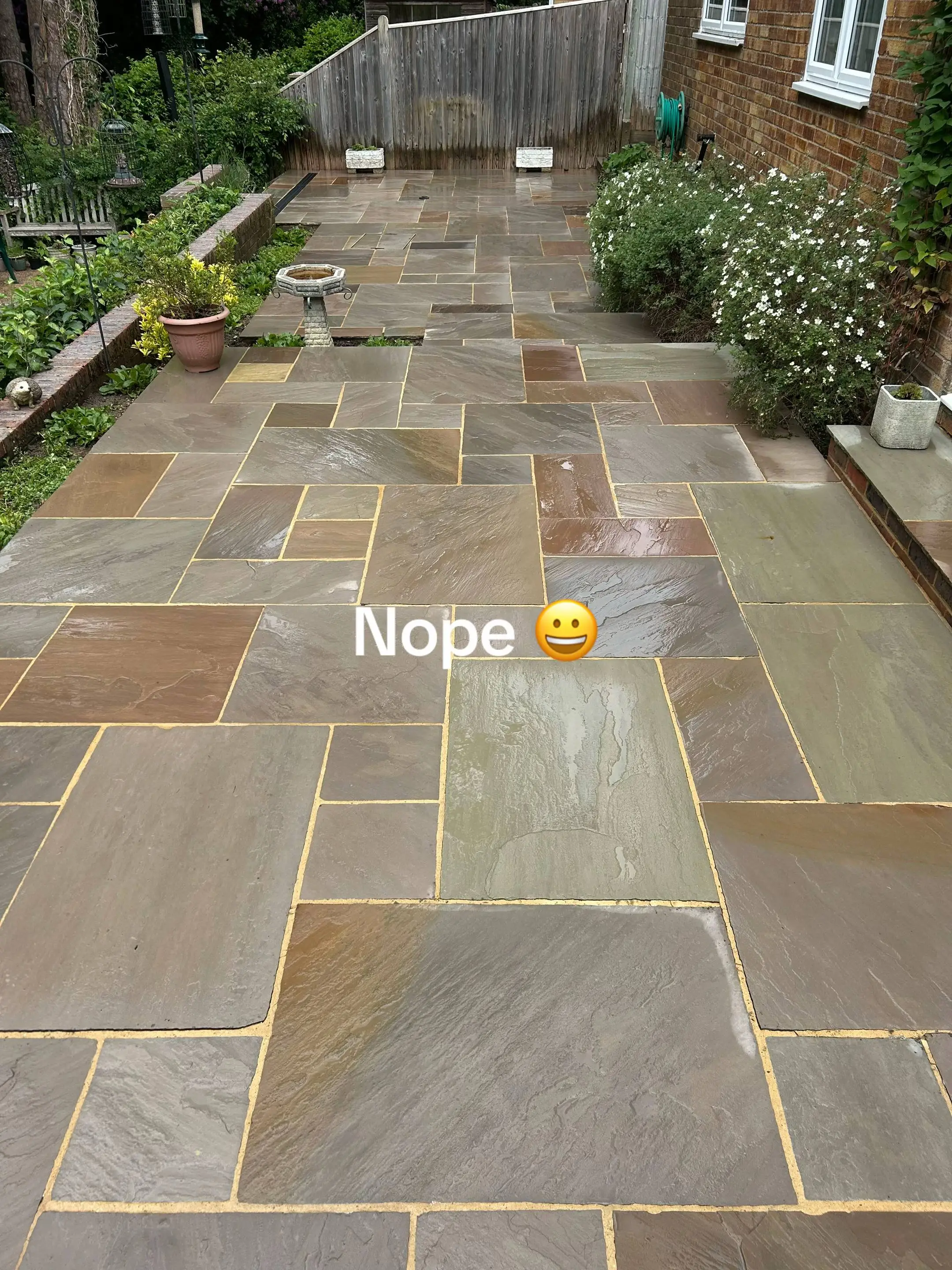 Immaculate concrete patio after cleaning in Ipswich